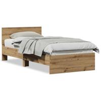 Bedframe artisanaal eikenkleurig 90 x 190 cm Bewerkt hout - thumbnail