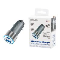 LogiLink Ladegerät USB-oplader 36 W 1x USB-A, 1x USB-C USB PD Zilver Auto USB Power Delivery (USB-PD) - thumbnail