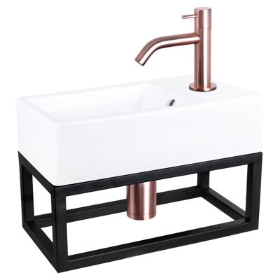 Fonteinset Differnz Force Keramiek en Handoekrek 40x22x11.5 cm Wit Met Gebogen Kraan Rood Koper Differnz