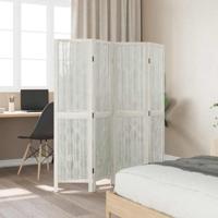 Kamerscherm met 4 panelen massief paulowniahout wit - thumbnail
