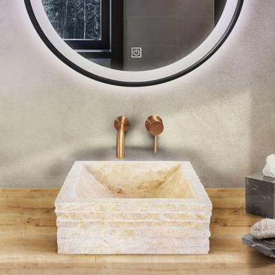 BWS Waskom Stone Vierkant 40x40x15 cm Natuursteen Creme BWS Waskom Stone Vierkant 40x40x15 cm Natuursteen Creme