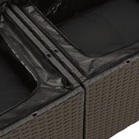 5-delige Loungeset met kussens poly rattan zwart - thumbnail