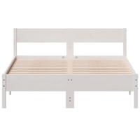 Bedframe met hoofdbord massief grenenhout wit 120x190 cm - thumbnail