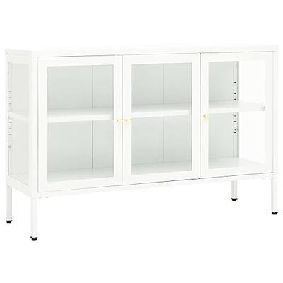 Dressoir 105x35x70 cm staal en glas wit