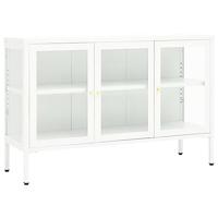 Dressoir 105x35x70 cm staal en glas wit - thumbnail