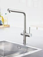Bruisendwater Keukenkraan GROHE Blue Home Duo Starterkit Chilled en Sparkling Water L Uitloop RVS Look - thumbnail