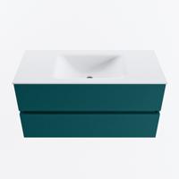 MONDIAZ VICA 100cm badmeubel onderkast Smag 2 lades. Wastafel CLOUD midden zonder kraangat, kleur Talc. - thumbnail