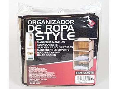 Kast organizer - hangende opberger - stof beige met 3 brede vakken