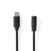 Nedis USB-C™ Adapter | USB 2.0 | USB-C™ Male | 3,5 mm Female | 1.00 m | Rond | Vernikkeld | PVC | Zwart | Label - CCGL65960BK10 - thumbnail