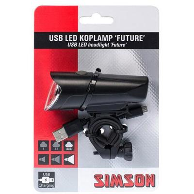 Simson Koplamp future usb led oplaadbaar zwart