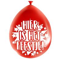Ballonnen 'Hier is het feestje' (8st) - thumbnail