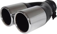 AutoStyle uitlaatsierstuk dubbel rond >60 mm 22 cm RVS chroom - thumbnail