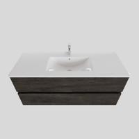 Badkamermeubel BWS Helsinki 120x46cm Keramiek Midden Wood Dark Brown 2 Laden (1 kraangat) - thumbnail