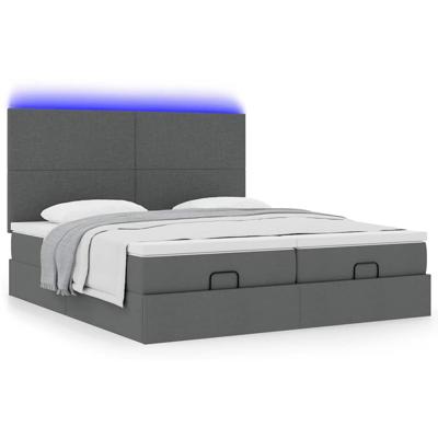 Ottoman bed met matrassen en LED's 180x200cm stof donkergrijs