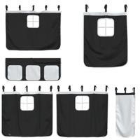 Kinderhoogslaper met gordijnen 90x190 cm grenenhout wit zwart - thumbnail