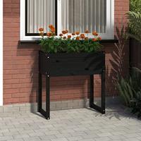 VidaXL Plantenbak 78x40x81 cm massief grenenhout zwart - thumbnail
