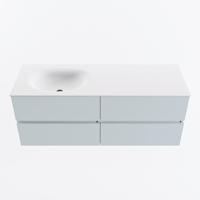 MONDIAZ VICA 130cm badmeubel onderkast Clay 4 lades. Wastafel MOON links 1 kraangat, kleur Talc. - thumbnail