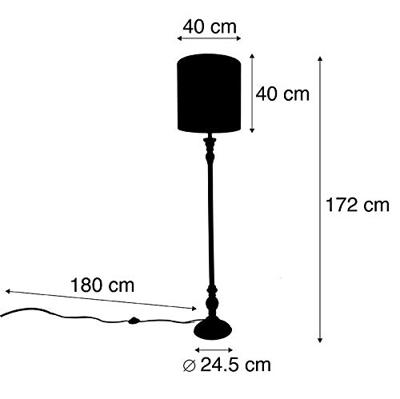 QAZQA Klassieke vloerlamp zwart met kap zwart 40 cm - Classico QAZQA Klassieke vloerlamp zwart met kap zwart 40 cm - Classico