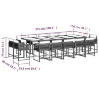 15-delige Tuinset met kussens poly rattan zwart - thumbnail