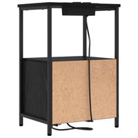 Nachtkastje met Oplaadstation met lade Zwart eiken Bewerkt hout - thumbnail