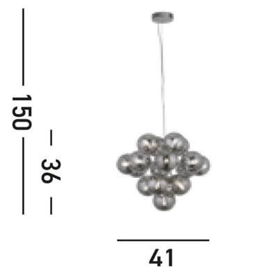 Searchlight Hanglamp GlasBerry Globe 17-lichts zwart met smoke glas - 52131-17SM