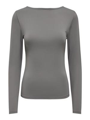 Only 15302647 Onlea L/s Deep Neck Top Jrs Noos T-shirt Lange Mouw Thunderstorm