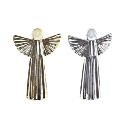 Kerstversiering DKD Home Decor Porselein Engel (13 x 5 x 17 cm) (2 Stuks)