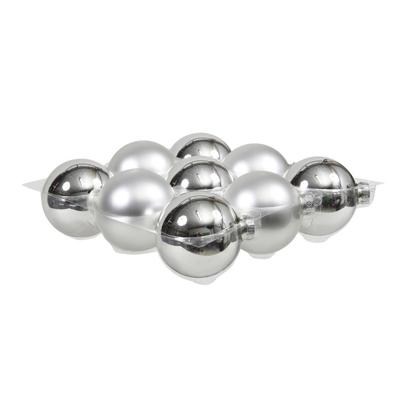 9x Glazen Kerstballen Mat En Glans Zilver 10 Cm - Kerstbal