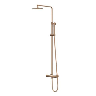 Regendoucheset IVY Bond Opbouw Thermostatisch 30 cm Medium Rond 3-Standen Handdouche Geborsteld Mat Koper PVD Regendoucheset IVY Bond Opbouw Thermostatisch 30 cm Medium Rond 3-Standen Handdouche Geborsteld Mat Koper PVD