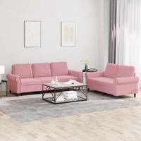 2-delige Loungeset met kussens fluweel roze - thumbnail