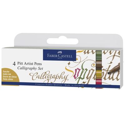 Faber Castell Tekenstift Pitt Artist Pen - kalligrafieset van 4 stuks
