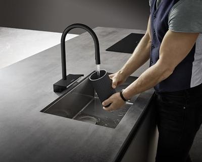Hansgrohe Aquno Select M81 ééngreeps keukenkraan 170, uittrekbare vuistdouche, 3jet, sBox, mat zwart