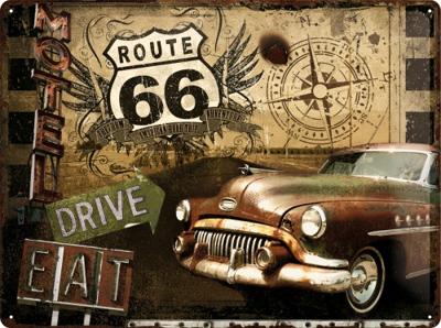 Wandplaat Route 66 Drive