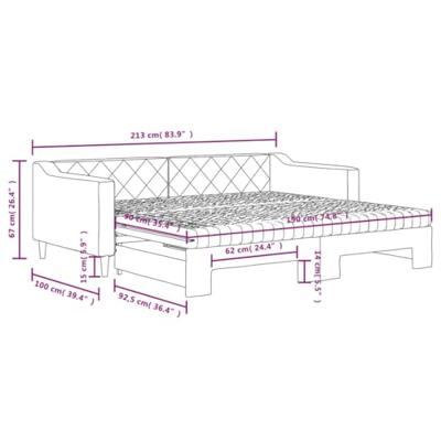 Slaapbank met onderschuifbed en matrassen 90x190 cm stof zwart