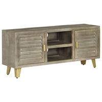 VidaXL Tv-meubel 110x30x48 cm massief mangohout met messing grijs - thumbnail