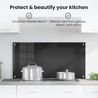 VidaXL Keuken achterwand zwart 100 x 50 cm gehard glas - thumbnail