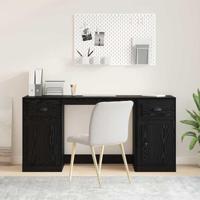 Bureau met kast Zwart Eiken 154,5 x 50 x 75 cm Bewerkt hout - thumbnail