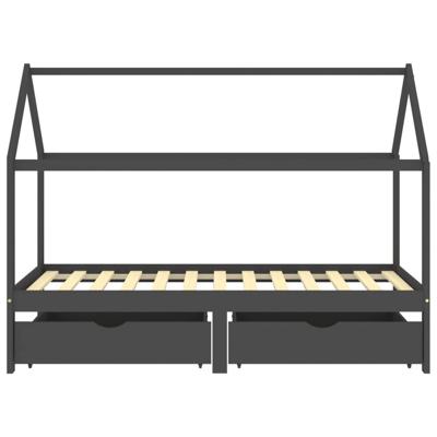 Kinderbedframe met lades grenenhout donkergrijs 90x200 cm