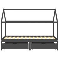 Kinderbedframe met lades grenenhout donkergrijs 90x200 cm - thumbnail