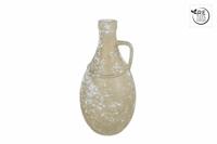 Vaas Jarron met oor antique marble gold glas 13,5x26cm - thumbnail