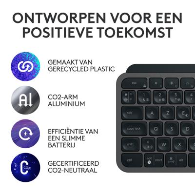 Draadloos toetsenbord - LOGITECH - MX Keys S Combo - Bluetooth - Achtergrondverlichting - Stille toetsen - Grafiet - thumbnail