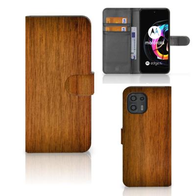 Motorola Edge 20 Lite | Book Style Case | Donker Hout