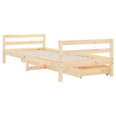 Kinderbedframe met lades 90x200 cm massief grenenhout
