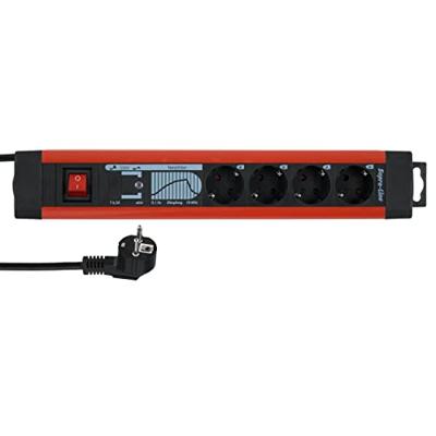 REV 0014462613 Stekkerdoos met schakelaar 4-voudig Zwart, Rood Randaarde stekker 1 stuk(s)