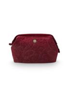 Pip Studio Pip Cosmetic Purse Large Velvet Quiltey Days Red 26x18x12cm - thumbnail