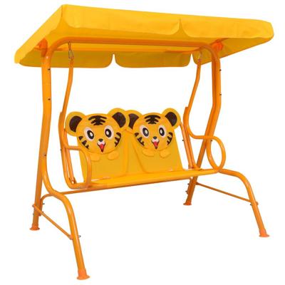 VidaXL Kinderschommelbank 115x75x110 cm stof geel