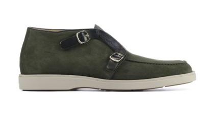 Santoni Heren Boots in Suede (Groen)
