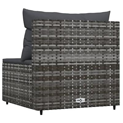 Tuinmiddenbank met kussens poly rattan grijs - thumbnail
