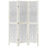 Kamerscherm met 3 panelen massief paulowniahout wit - thumbnail