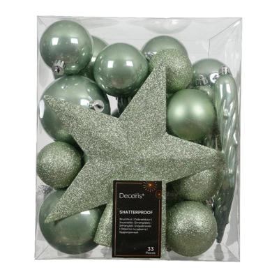 Kerstbal kunststof d8 cm groen 33 st Decoris - Decoris Kerstbal kunststof d8 cm groen 33 st Decoris - Decoris